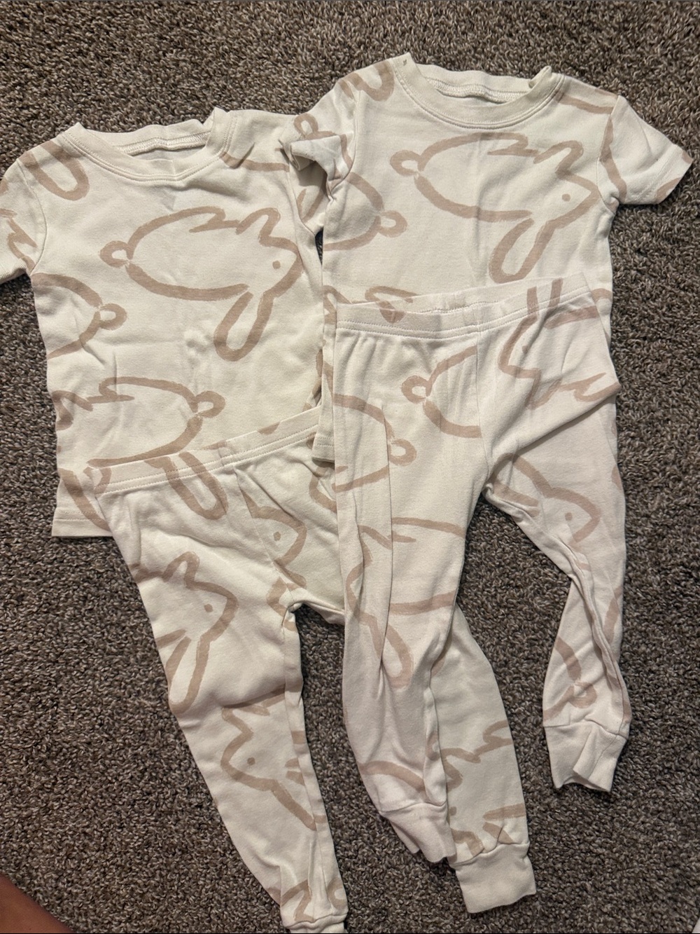 18 month Cream bunny Print Pajama Set - Soft Cotton Sleepwear